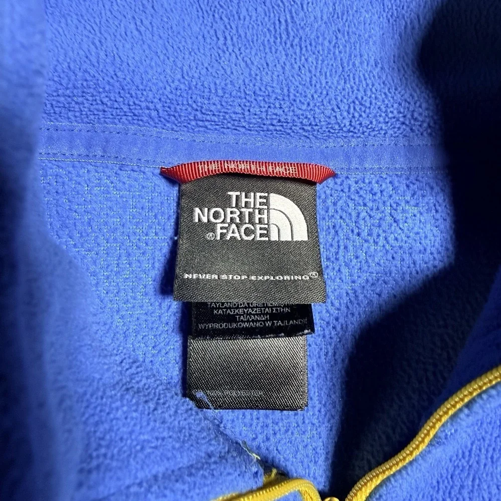 The North Face Polartec Classic Fleece 1/4 Zip Pullover Blue Yellow‎ Logo Medium